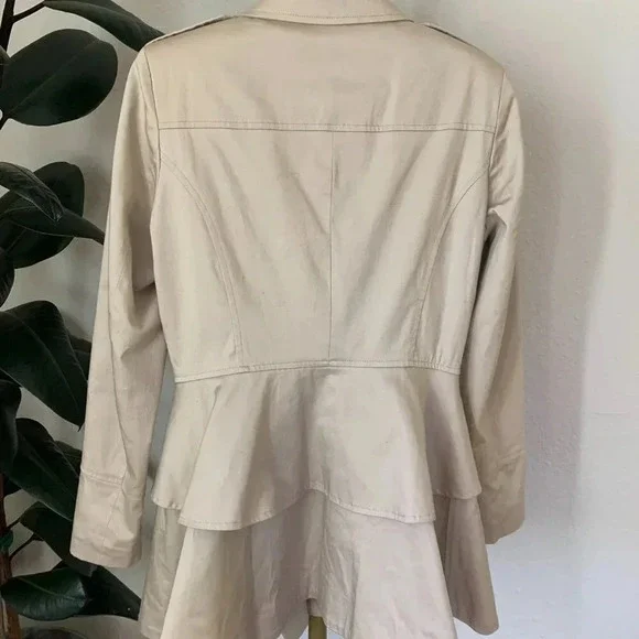 Maison Jules Oxford Preppy Pea Coat Small Double Breasted Peplum Trench jacket - Picture 7 of 10